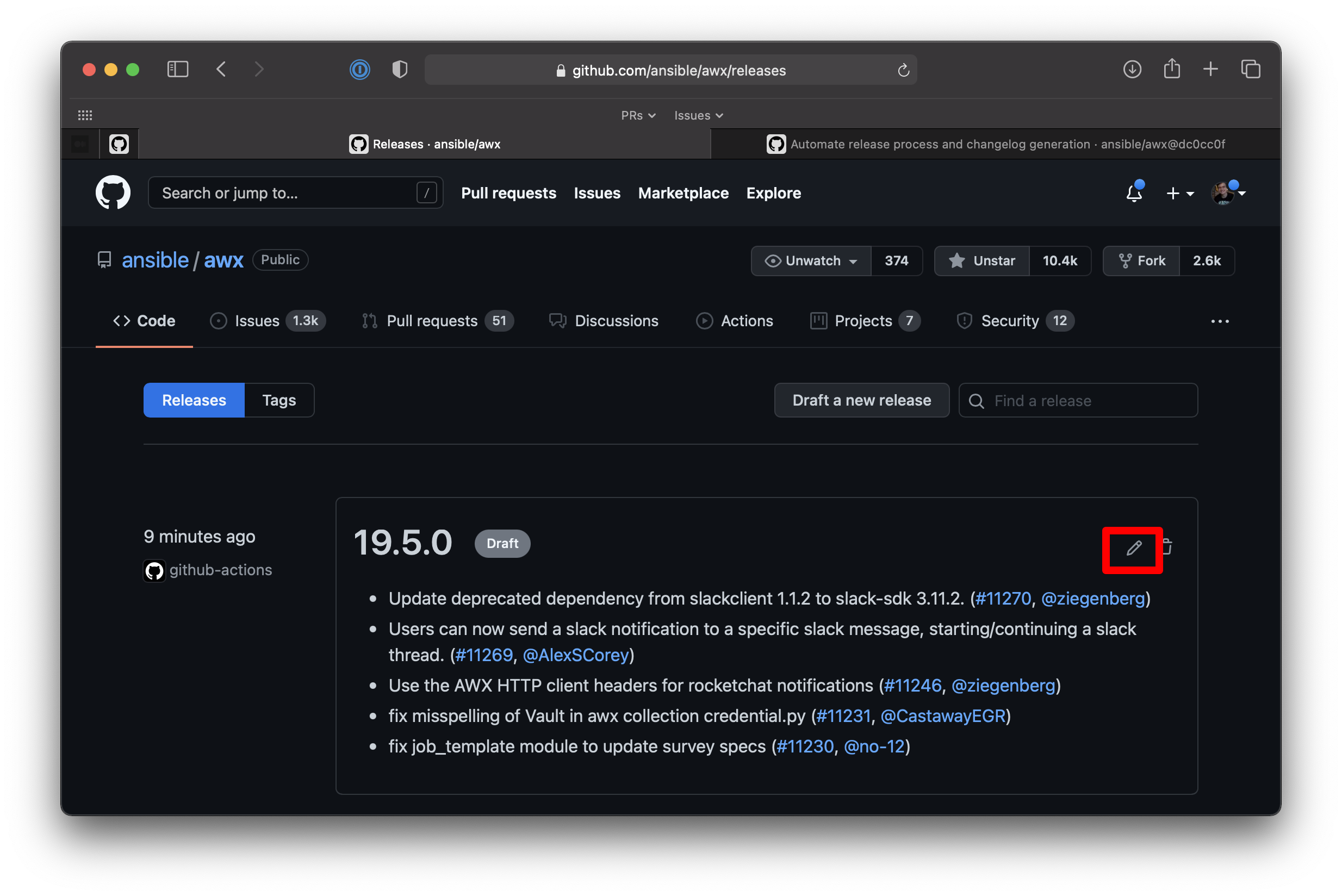 Verify draft release